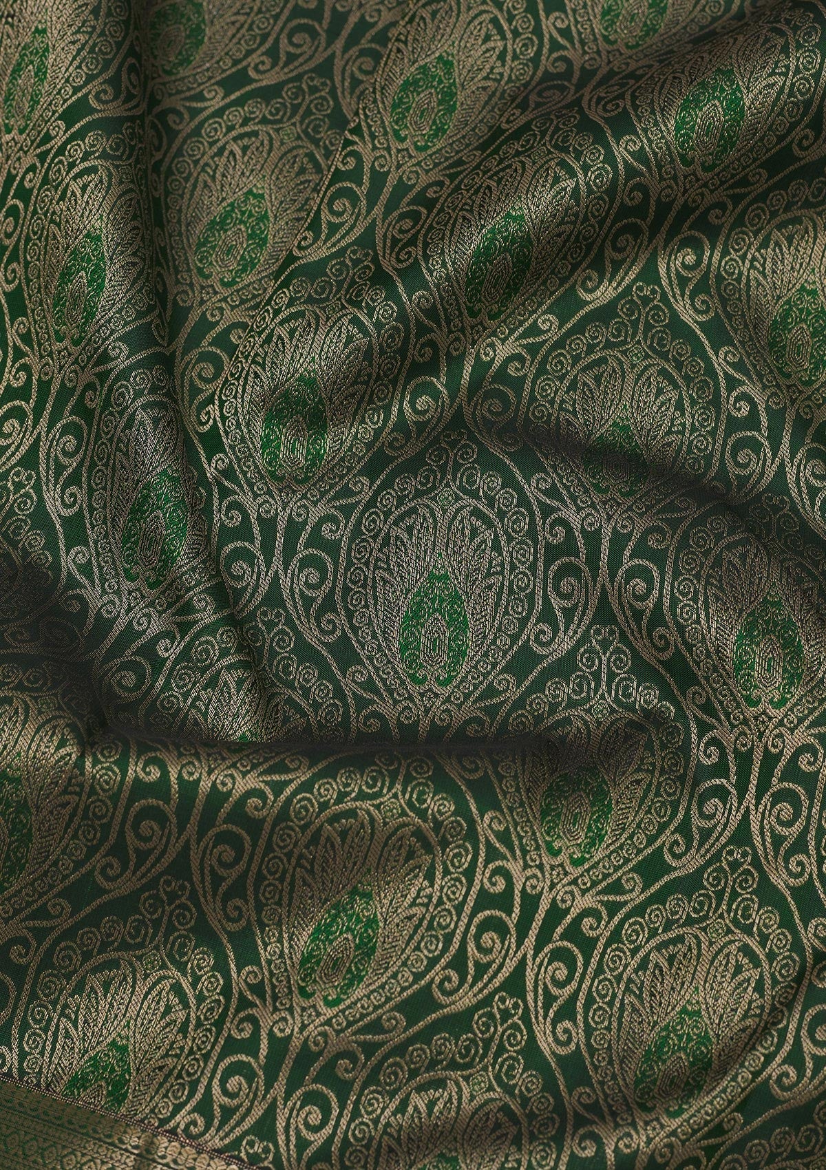 Bottle Green Zariwork Pure Silk Saree