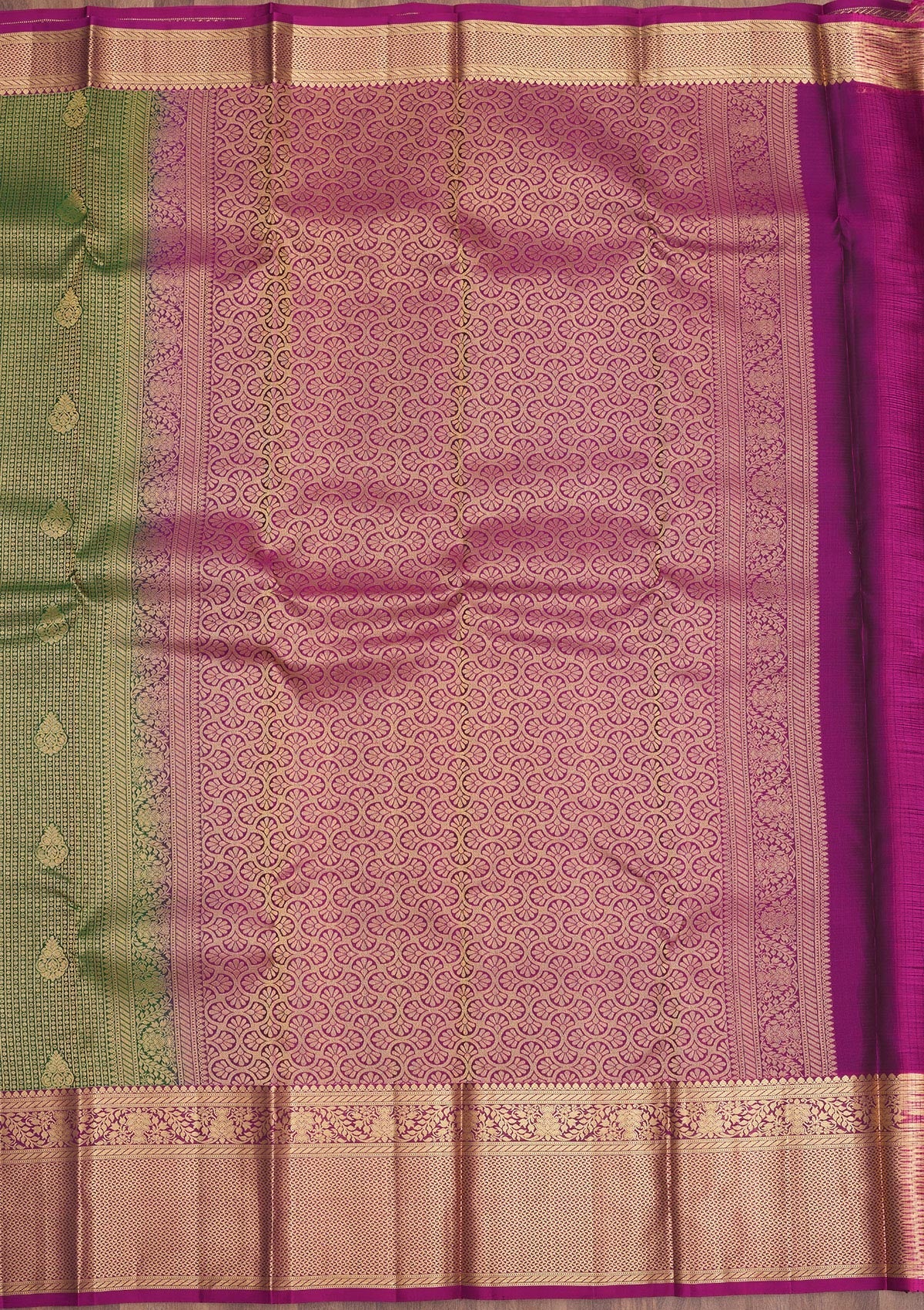 Bottle Green Zariwork Pure Silk Saree