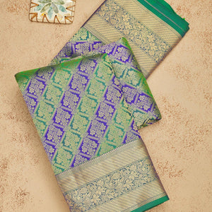 Bottle Green Zariwork Pure Silk Saree