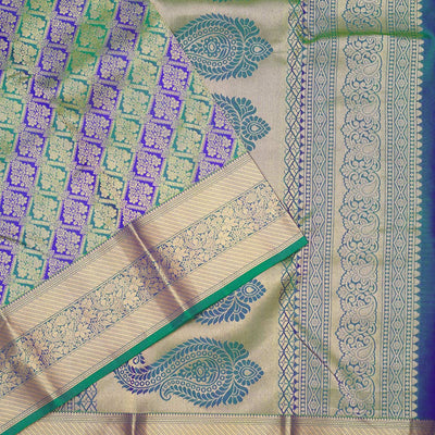 Bottle Green Zariwork Pure Silk Saree
