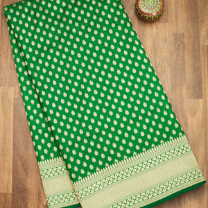 Bottle Green Zariwork Pure Silk Saree