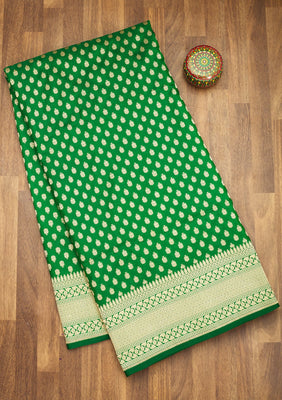Bottle Green Zariwork Pure Silk Saree