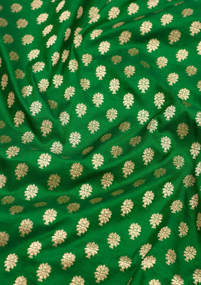 Bottle Green Zariwork Pure Silk Saree