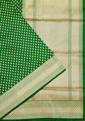 Bottle Green Zariwork Pure Silk Saree