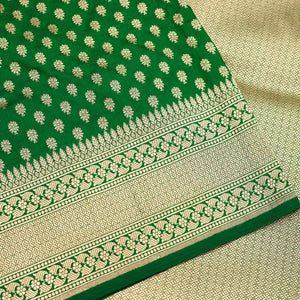 Bottle Green Zariwork Pure Silk Saree