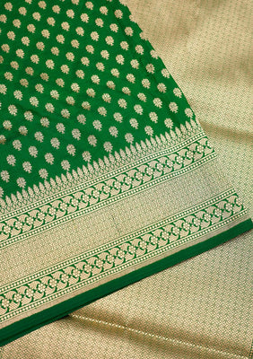 Bottle Green Zariwork Pure Silk Saree
