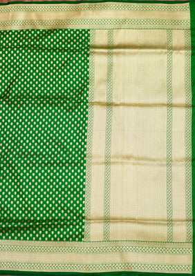 Bottle Green Zariwork Pure Silk Saree