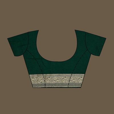 Bottle Green Zariwork Semi Crepe Saree