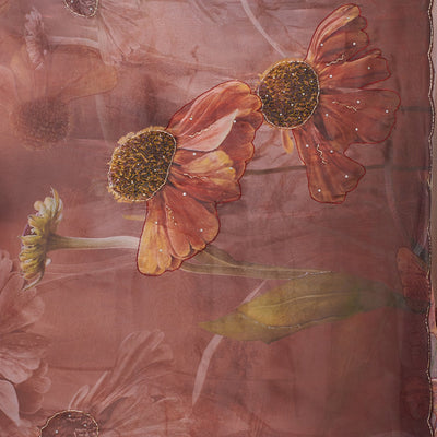 Brown Printed Tissue Saree