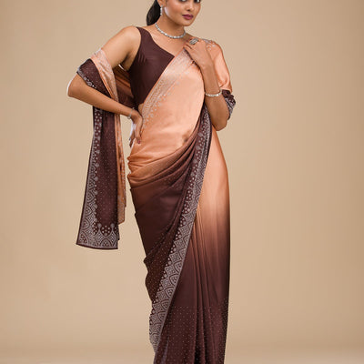 Brown Zariwork Georgette Saree