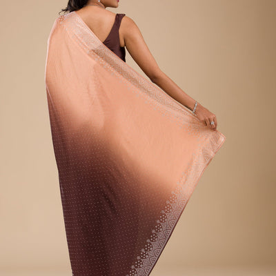 Brown Zariwork Georgette Saree