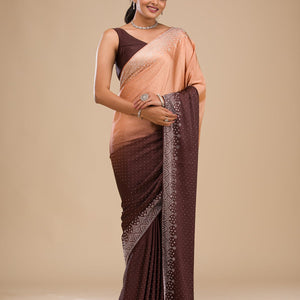 Brown Zariwork Georgette Saree