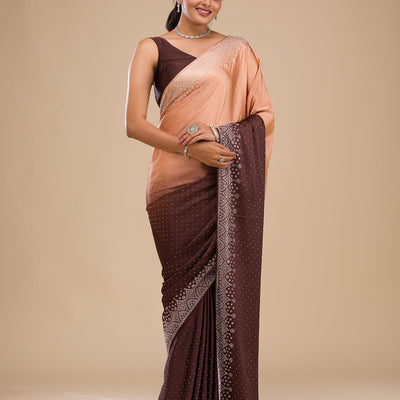 Brown Zariwork Georgette Saree