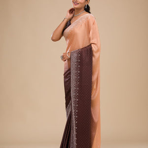 Brown Zariwork Georgette Saree