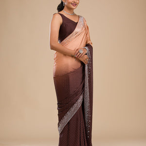 Brown Zariwork Georgette Saree