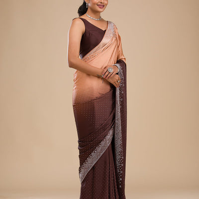 Brown Zariwork Georgette Saree