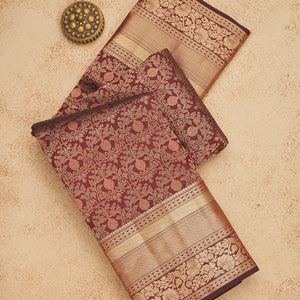 Brown Zariwork Pure Silk Saree