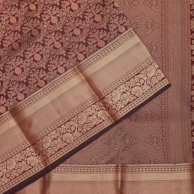 Brown Zariwork Pure Silk Saree