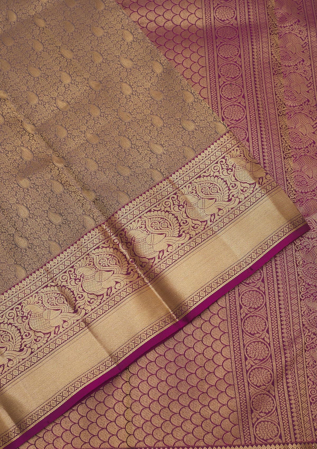 Brown Zariwork Pure Silk Saree