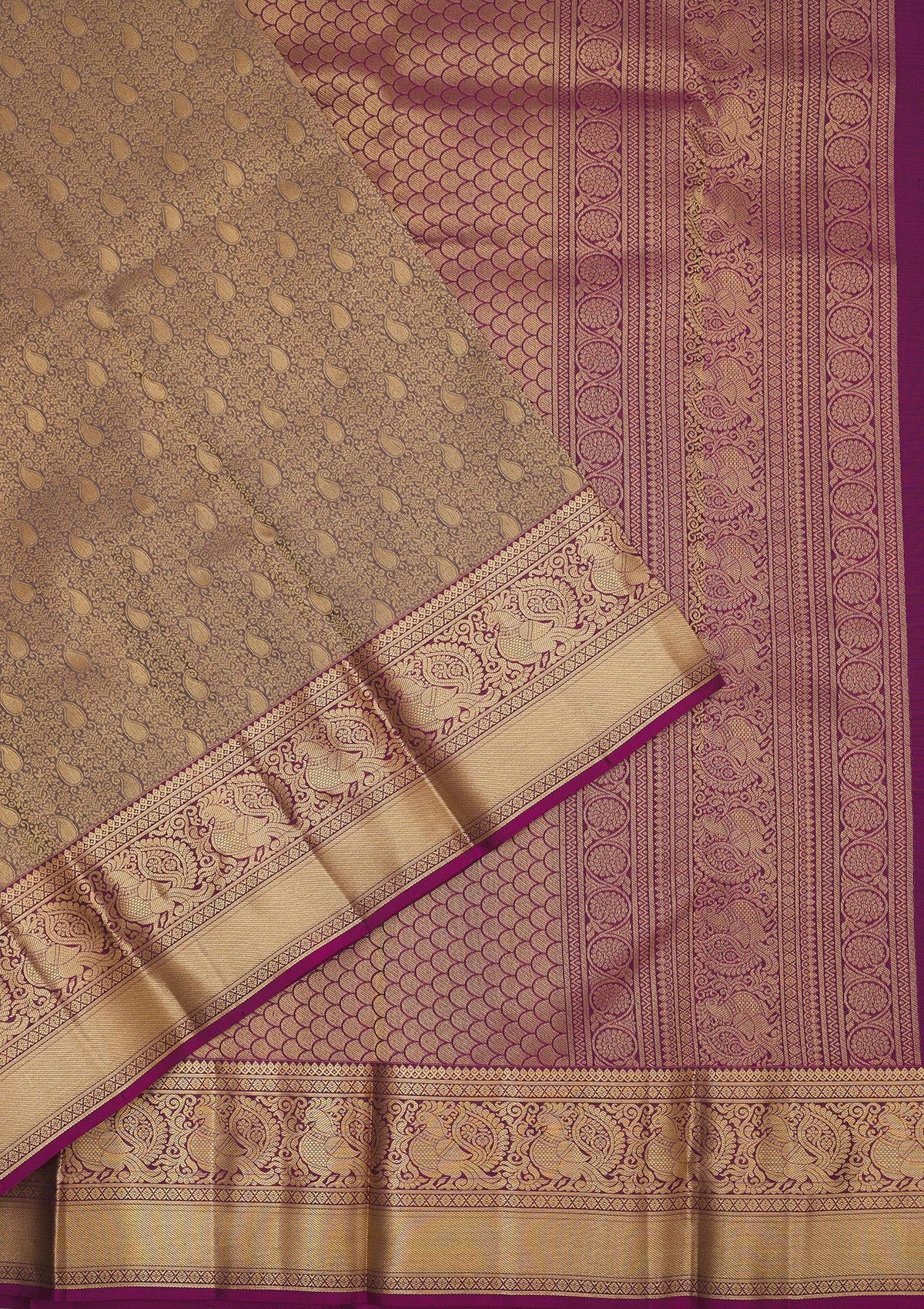 Brown Zariwork Pure Silk Saree
