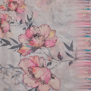 Cream Printed Tissue Saree