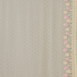 Cream Sequins Georgette Saree