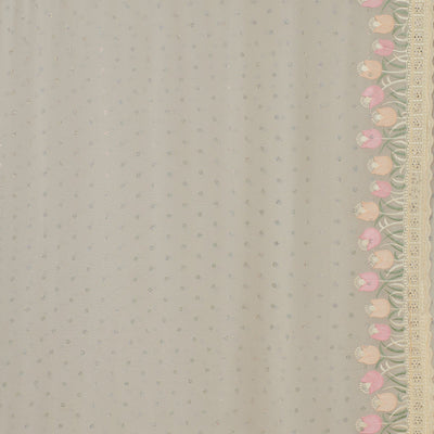 Cream Sequins Georgette Saree