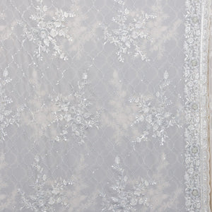 Cream Threadwork Chiffon Saree