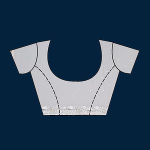 Cream Threadwork Chiffon Saree