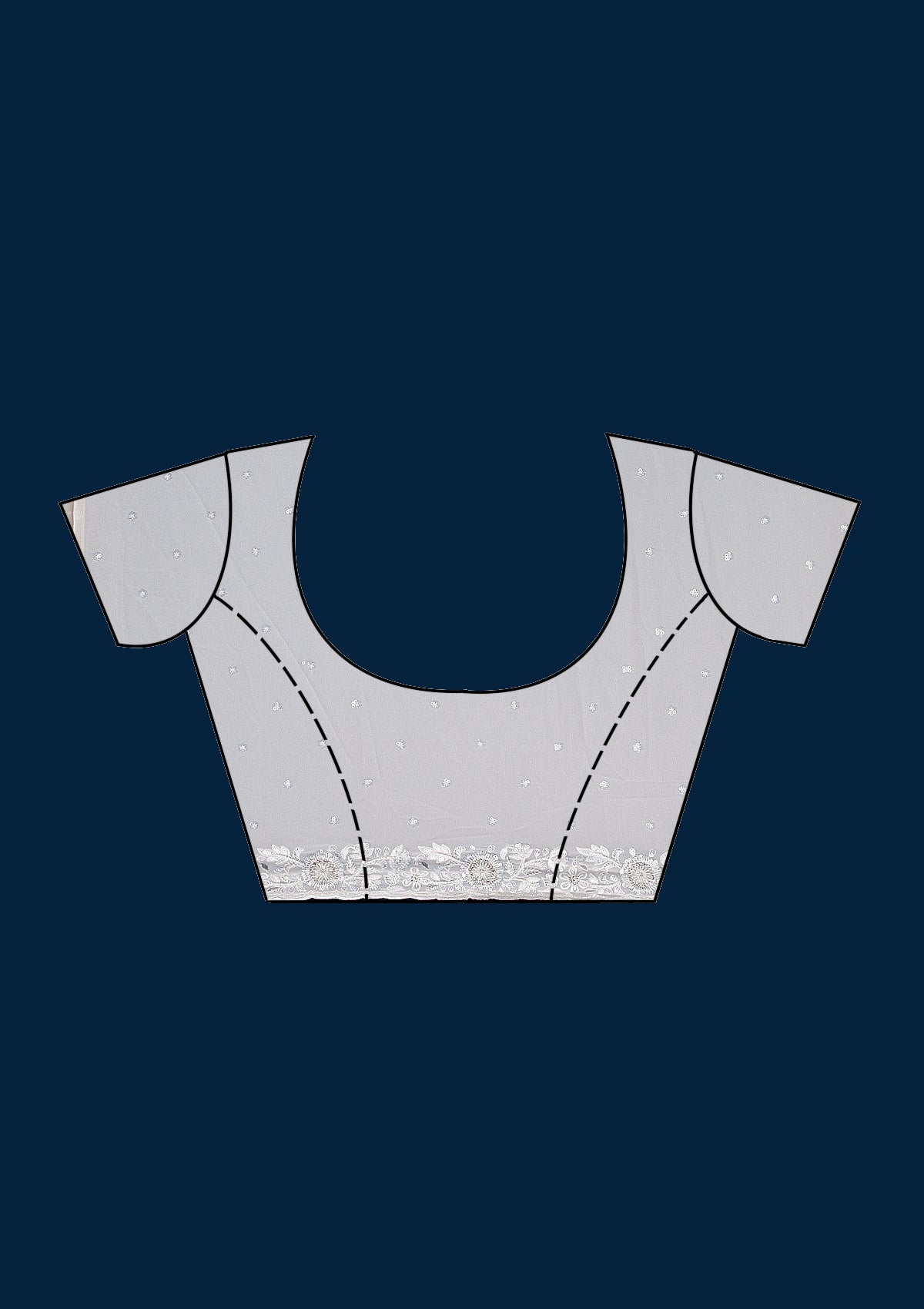 Cream Threadwork Chiffon Saree