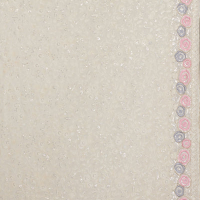 Cream Zariwork Georgette Saree