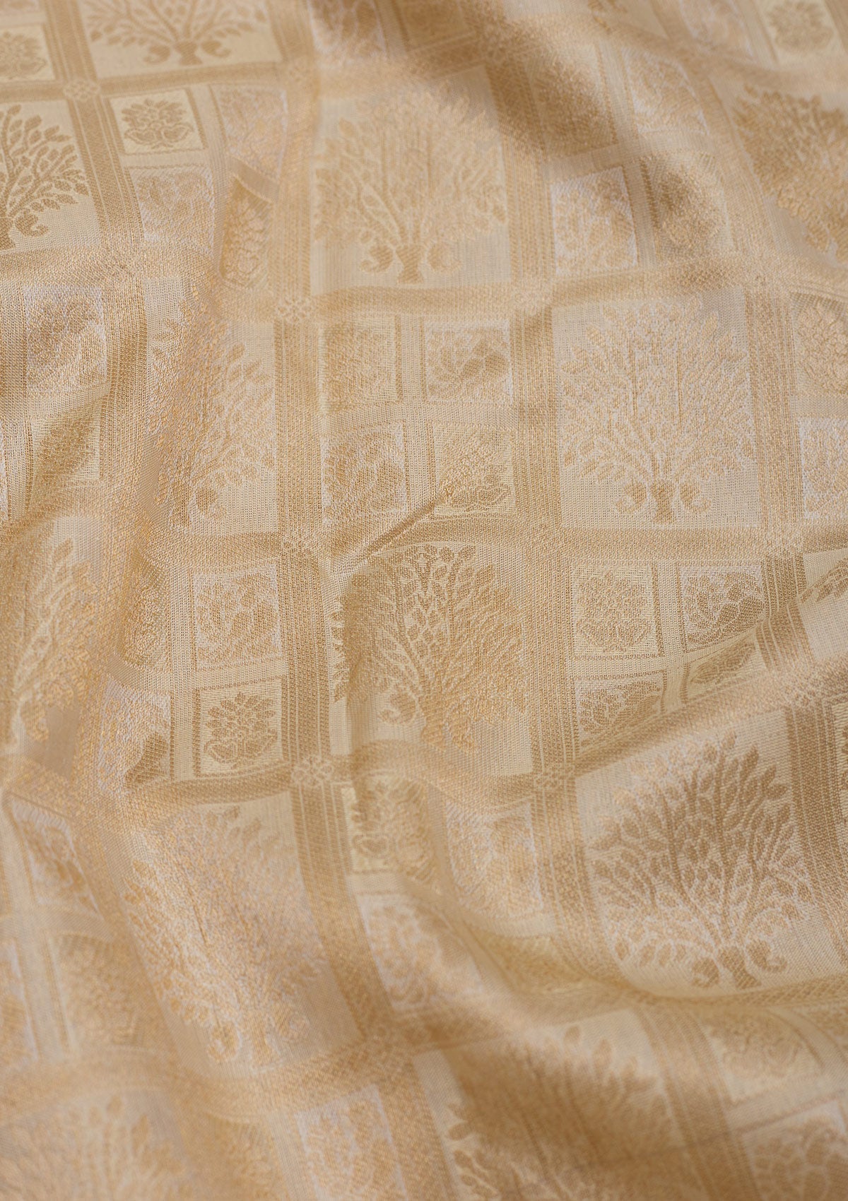 Cream Zariwork Pure Silk Saree