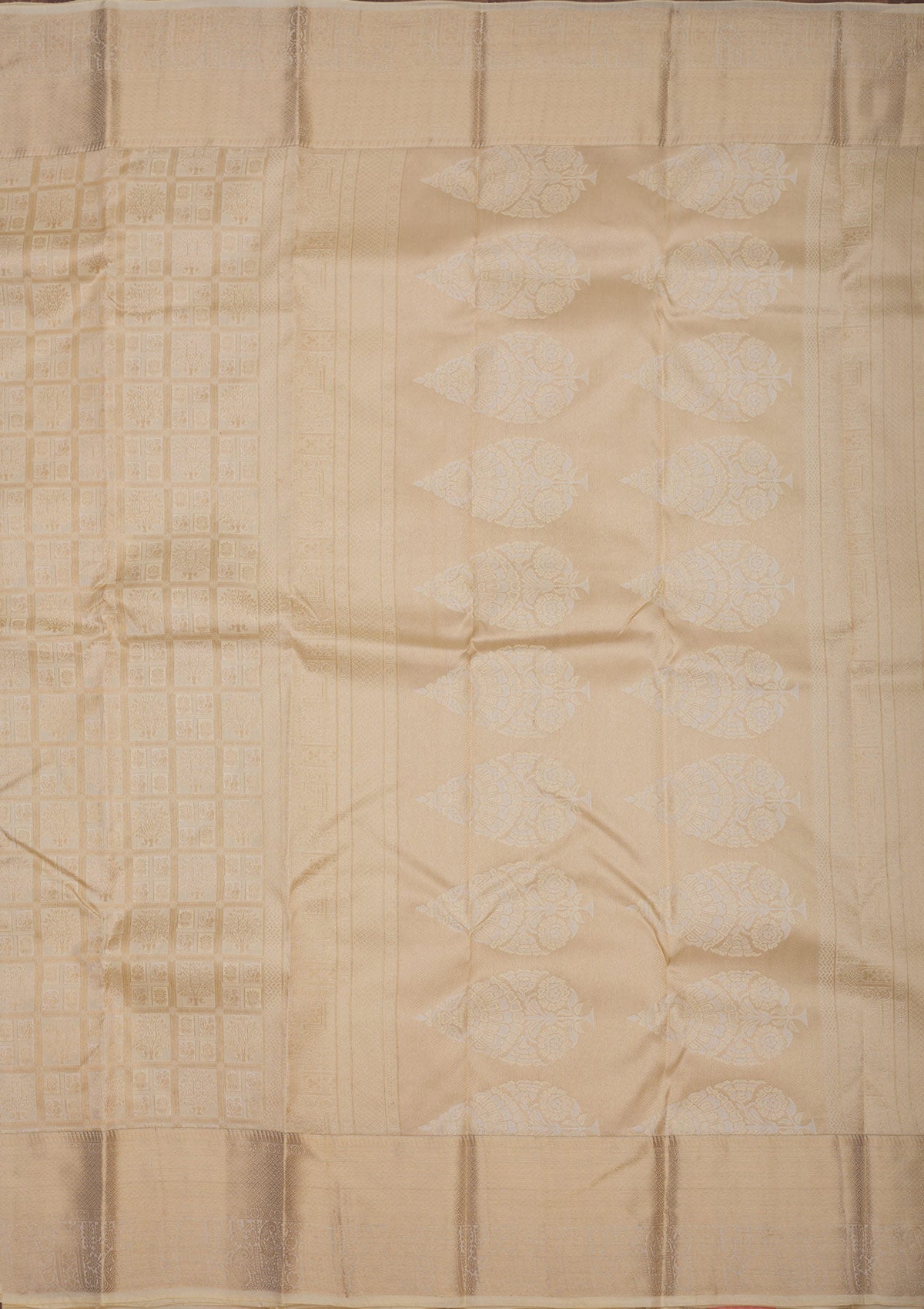 Cream Zariwork Pure Silk Saree