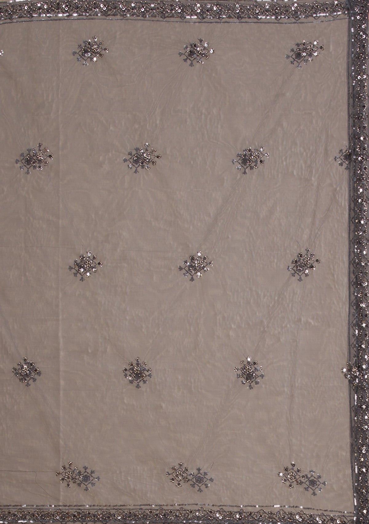 Dark Grey Sequins Net Readymade Lehenga