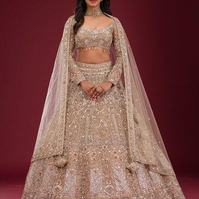 Gold Stonework Net Readymade Lehenga