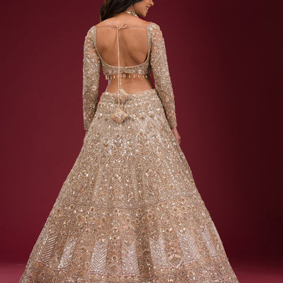 Gold Stonework Net Readymade Lehenga