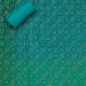 Green Zariwork Semi Crepe Unstitched Salwar Suit