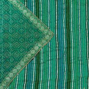 Green Zariwork Semi Crepe Unstitched Salwar Suit