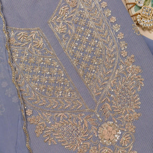 Grey Cutdana Tissue Unstitched Salwar Suit