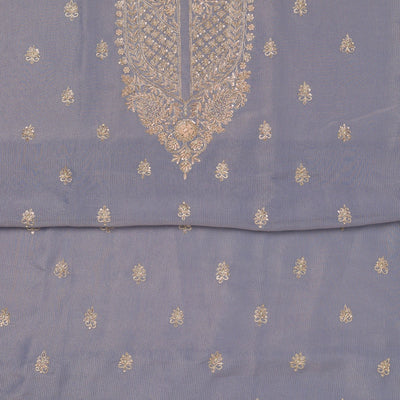 Grey Cutdana Tissue Unstitched Salwar Suit