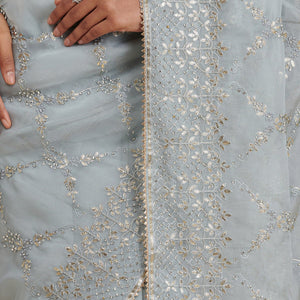 Grey Gotapatti Tissue Saree