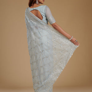 Grey Gotapatti Tissue Saree