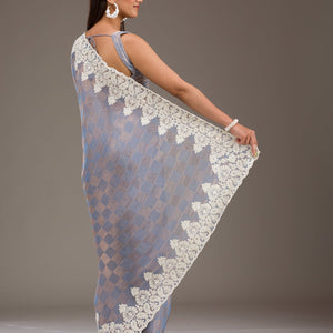 Grey Pearlwork Tissue Saree