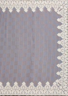 Grey Pearlwork Tissue Saree