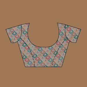 Grey Printed Tissue Saree