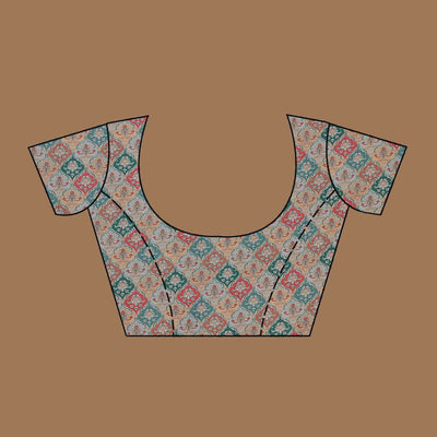 Grey Printed Tissue Saree