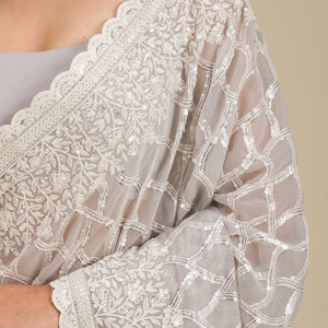 Grey Sequins Georgette Saree