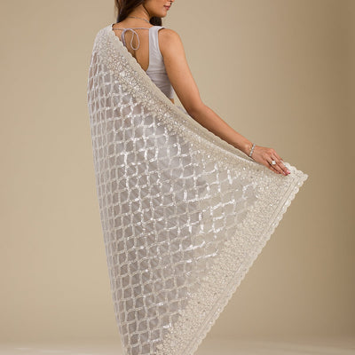 Grey Sequins Georgette Saree