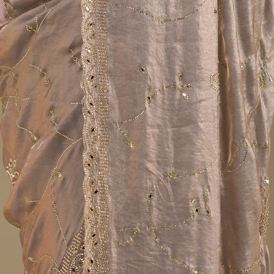 Grey Stonework Tissue Saree