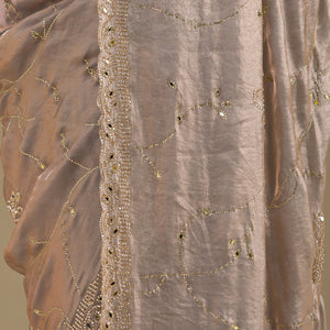 Grey Stonework Tissue Saree